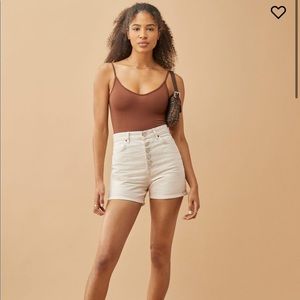 Reformation Amy Button Front High Rise Shorts BONE NWT 28” 6